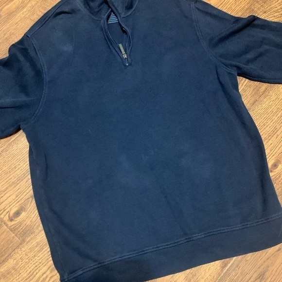 VAN Heusen Sweater Adult XL Blue 1/4 Zip Long Sleeve Cotton Blend Mock Neck - Picture 6 of 17